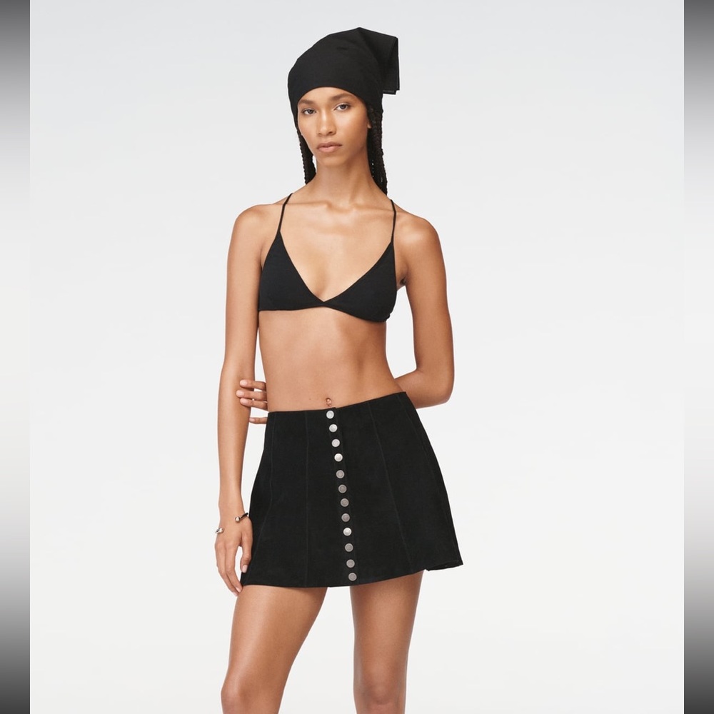NWT ZARA suede MINI real leather skirt STEVEN MEISEL. Size XS (us 4)